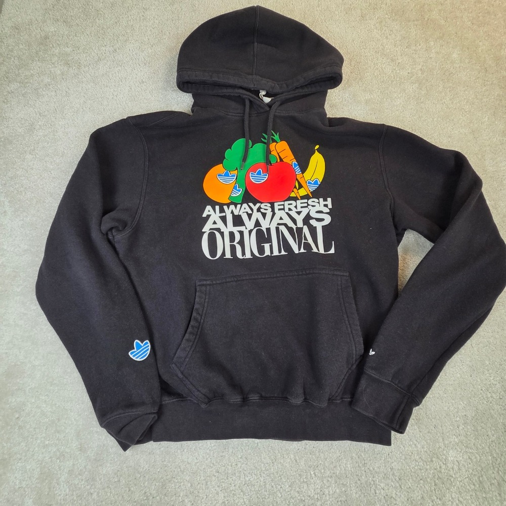 Adidas Originals Always Fresh Hoodie Mens M Black Graphic HF2013 Trefoil